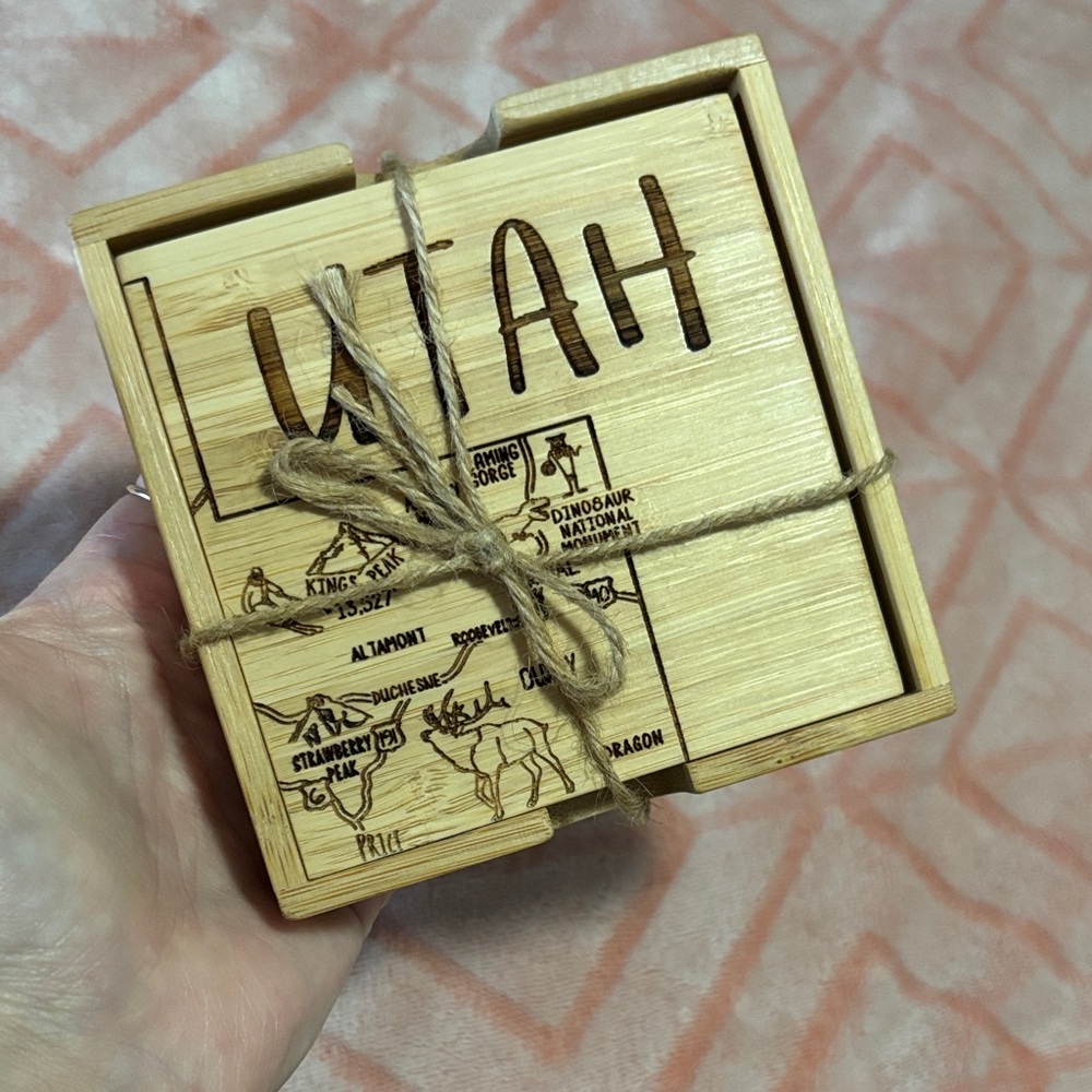 Wooden Utah Coasters Set